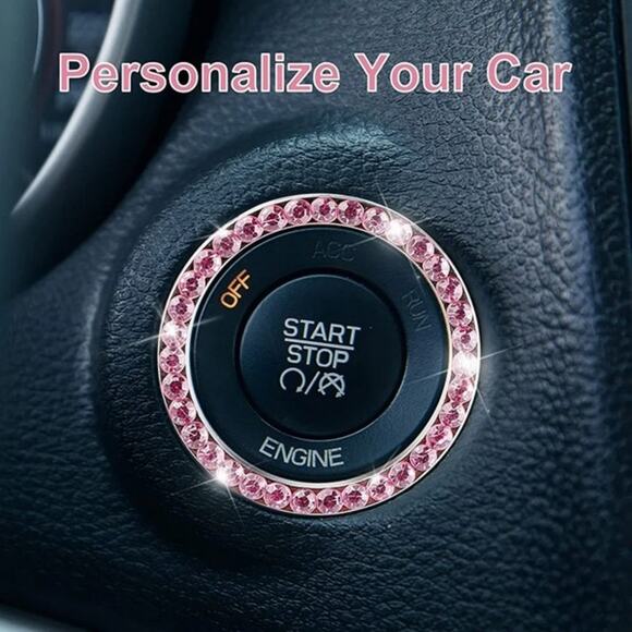Private Label Accessories - Car Interior Accessory - Pink Bling Automotive Start Switch Button Decoration